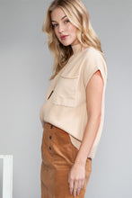 Load image into Gallery viewer, Pink Patch Pocket Ribbed Knit Short Sleeve Sweater