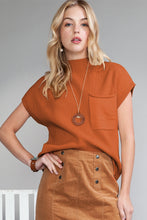 Load image into Gallery viewer, Pink Patch Pocket Ribbed Knit Short Sleeve Sweater