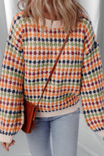 Load image into Gallery viewer, Multicolour Dotty Striped Pattern Knit Drop Shoulder Sweater