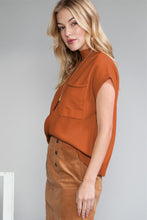 Load image into Gallery viewer, Pink Patch Pocket Ribbed Knit Short Sleeve Sweater