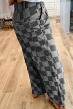 Load image into Gallery viewer, Dark Grey Checkered Light Washed Wide Leg Jeans