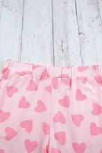 Load image into Gallery viewer, Pink Heart Print Long Sleeve Top and Shorts Loungewear Set