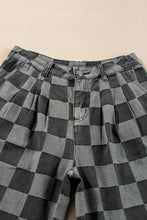 Load image into Gallery viewer, Dark Grey Checkered Light Washed Wide Leg Jeans