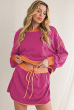 Load image into Gallery viewer, Black Contrast Trim Loose Pullover and Lace-up Waist Skort Set