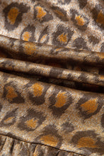 Load image into Gallery viewer, Khaki Leopard Print V Neck Ruffled Sleeve Tiered Loose Mini Dress