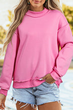 Load image into Gallery viewer, Bright Pink Oversize Drop Shoulder Reversible Mock Neck Sweatshirt