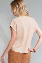 Load image into Gallery viewer, Pink Patch Pocket Ribbed Knit Short Sleeve Sweater