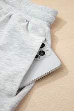 Load image into Gallery viewer, Light Grey Colorblock Raw Hem Pullover and Shorts Set