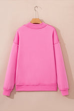 Load image into Gallery viewer, Bright Pink Oversize Drop Shoulder Reversible Mock Neck Sweatshirt