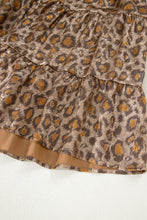 Load image into Gallery viewer, Khaki Leopard Print V Neck Ruffled Sleeve Tiered Loose Mini Dress