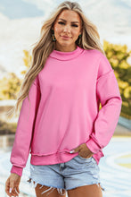 Load image into Gallery viewer, Bright Pink Oversize Drop Shoulder Reversible Mock Neck Sweatshirt