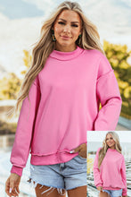 Load image into Gallery viewer, Bright Pink Oversize Drop Shoulder Reversible Mock Neck Sweatshirt