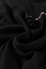 Load image into Gallery viewer, Black Collared V Neck Smocked Detail Contrast Leopard Trim Bracelet Sleeve Long Dress