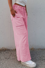 Load image into Gallery viewer, Bonbon Mineral Wash Exposed Seam Wide Leg Cargo Pants