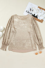 Load image into Gallery viewer, Apricot Plus Size Metallic Long Flounce Sleeve Blouse