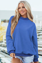 Load image into Gallery viewer, Dark Blue Oversize Drop Shoulder Reversible Mock Neck Sweatshirt