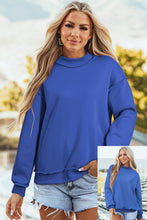 Load image into Gallery viewer, Dark Blue Oversize Drop Shoulder Reversible Mock Neck Sweatshirt
