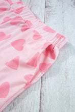 Load image into Gallery viewer, Pink Heart Print Long Sleeve Top and Shorts Loungewear Set
