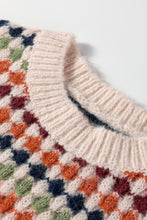 Load image into Gallery viewer, Multicolour Dotty Striped Pattern Knit Drop Shoulder Sweater
