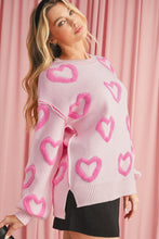 Load image into Gallery viewer, Pink Heart Shape Bubble Sleeve Baggy Sweater
