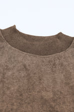 Load image into Gallery viewer, Brown Plain Drop Shoulder Crew Neck Pullover Sweatshirt
