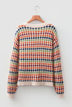 Load image into Gallery viewer, Multicolour Dotty Striped Pattern Knit Drop Shoulder Sweater
