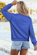Load image into Gallery viewer, Dark Blue Oversize Drop Shoulder Reversible Mock Neck Sweatshirt
