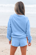 Load image into Gallery viewer, Beau Blue Accent Pullover and Shorts Two Piece Casual Set
