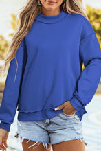 Load image into Gallery viewer, Dark Blue Oversize Drop Shoulder Reversible Mock Neck Sweatshirt
