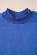 Load image into Gallery viewer, Dark Blue Oversize Drop Shoulder Reversible Mock Neck Sweatshirt
