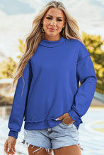 Load image into Gallery viewer, Dark Blue Oversize Drop Shoulder Reversible Mock Neck Sweatshirt

