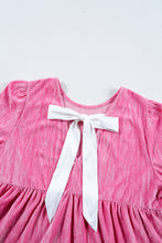 Load image into Gallery viewer, Strawberry Pink Flounce Sleeve Tiered Ruffled Velvet Mini Dress
