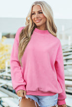 Load image into Gallery viewer, Bright Pink Oversize Drop Shoulder Reversible Mock Neck Sweatshirt
