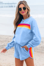 Load image into Gallery viewer, Beau Blue Accent Pullover and Shorts Two Piece Casual Set
