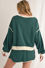 Load image into Gallery viewer, Black Contrast Trim Loose Pullover and Lace-up Waist Skort Set
