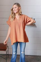 Load image into Gallery viewer, Butter Cotton Banded V Neck Frayed Pocketed Top
