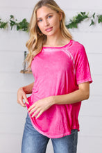 Load image into Gallery viewer, Washed Pink Raw Edge Short Sleeve Top
