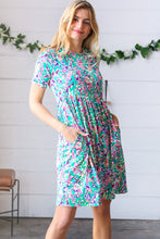 Load image into Gallery viewer, Mint Green Fit &amp; Flare Floral Midi Dress
